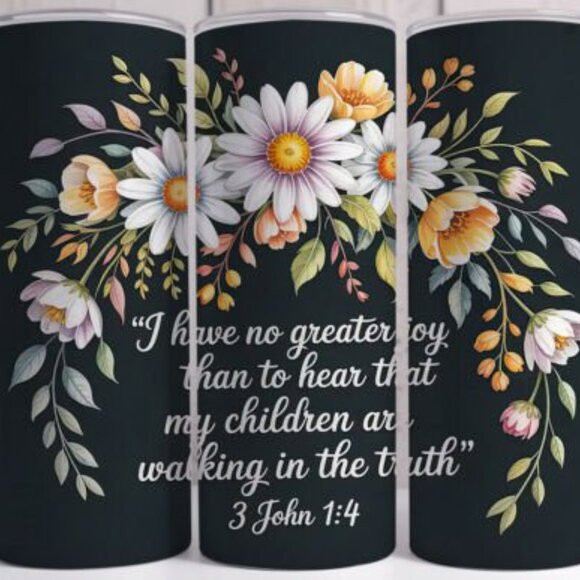 Scripture Themed 20oz Sublimated Stainless Steel Tumbler with Lid & Straw - Picture 4 of 5